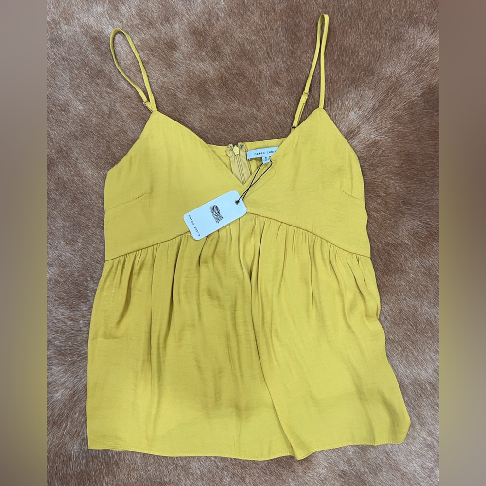 Naked Zebra Yellow Spaghetti Strap Tank NWT